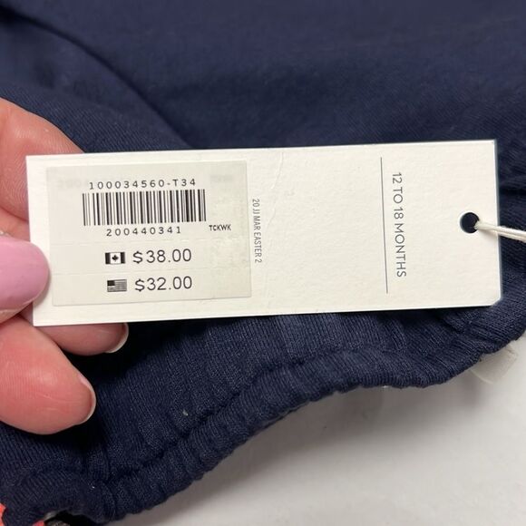 Janie and Jack 100034560 Stripe Knit Short - true navy NWT size 12-18 m - Picture 10 of 11